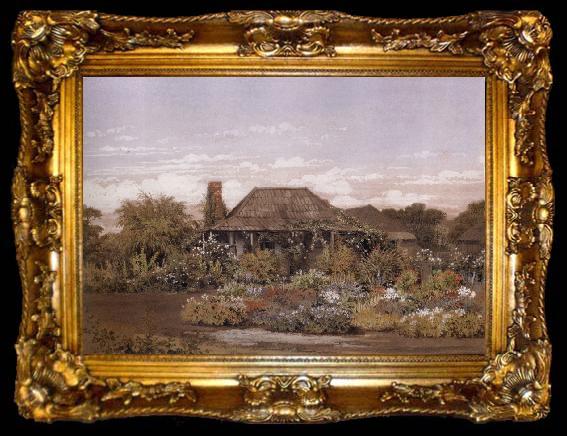 framed  Edward La Trobe Bateman The homestead,Cape Schanck, ta009-2